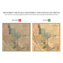 Cargar imagen en el visor de la galería, Digitally Restored and Enhanced 1846 United States of Mexico Map Poster - Vintage Map of Mexico Wall Art - Old United States of Mexico Wall Map - Mapa de Mexico - Historic Map of Mexico States