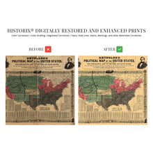 Load image into Gallery viewer, Digitally Restored and Enhanced 1856 United States Political Map - Pre Civil War Map Displaying Free and Slave States and Territory Open to Slavery or Freedom with Statistics - US History Map