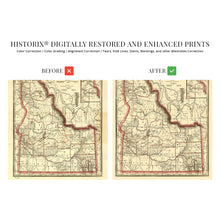 Load image into Gallery viewer, Digitally Restored and Enhanced 1896 Idaho State Map - Vintage Map of Idaho Wall Art - Old Township County and Railroad Map of Idaho Poster - Map Idaho Wall Decor - Historic Idaho Wall Map