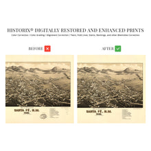 Load image into Gallery viewer, Digitally Restored and Enhanced 1882 Santa Fe New Mexico Map - Map of Santa Fe Wall Art - Santa Fe City New Mexico History Map Poster - Old Map of NM