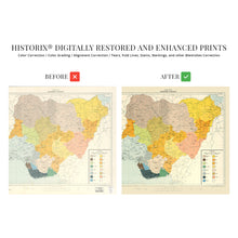 Cargar imagen en el visor de la galería, Digitally Restored and Enhanced 1967 Nigeria Map - Map of Nigeria Languages & Dialects - Old Republic of Nigeria Wall Art - History Map of Nigeria Poster