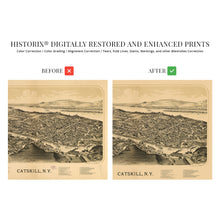 Cargar imagen en el visor de la galería, Digitally Restored and Enhanced 1889 Catskill NY Map - Vintage Catskill Map Wall Art - Old Catskill New York Map Poster - Historic Greene County Map - Birds Eye View of Catskill Town Map History