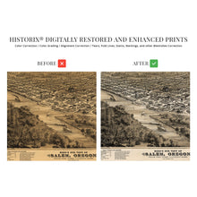 Load image into Gallery viewer, Digitally Restored and Enhanced 1876 Salem Oregon Map Poster - Vintage Map of Salem Oregon Wall Art - Salem Oregon from the West Looking East - Vintage Salem Oregon Map Art - Old Salem Oregon