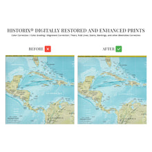 Load image into Gallery viewer, Digitally Restored and Enhanced 2021 Central America Map - Central America and Caribbean Map - Wall Map of Central America and the Caribbean Poster Print