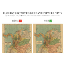 Load image into Gallery viewer, Digitally Restored and Enhanced 1911 Map of Colombia South America - Mapa de Colombia Poster - Old Republic of Colombia Wall Art - History Map Colombia
