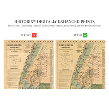 Load image into Gallery viewer, Digitally Restored and Enhanced 1881 The Journeys and Deeds of Jesus Map - Scriptural Index on A New Map of Palestine - Bible Study Map - Biblical Map - Biblical Poster