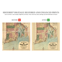 Load image into Gallery viewer, Digitally Restored and Enhanced 1880 Rhode Island State Map - Vintage Map of Rhode Island Wall Art Decor - Map of Rhode Island and Providence Plantations Poster with 1875 1880 Population Census