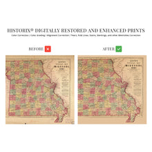 Load image into Gallery viewer, Digitally Restored and Enhanced 1861 State of Missouri Map - Vintage Map of Missouri Wall Art - Map of Missouri Poster - Civil War Map - Missouri Wall Decor - Missouri Vintage Map