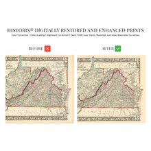 Load image into Gallery viewer, Digitally Restored and Enhanced 1863 Virginia and West Virginia Map - Vintage Map of Virginia Poster and West Virginia Wall Map - Old County Map of Virginia and West Virginia
