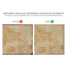 Load image into Gallery viewer, Digitally Restored and Enhanced 1910 Dominican Republic Map Poster - Vintage Map of Dominican Republic Wall Art - Old Mapa de la Republica Dominicana