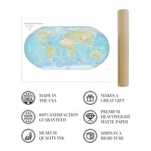 Load image into Gallery viewer, Digitally Restored and Enhanced 2021 World Map Poster - Map of the World Poster - World Map Wall Art - Large World Map Poster - Modern World Map Print