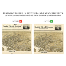 Load image into Gallery viewer, Digitally Restored and Enhanced 1905 Map of Salem Oregon - Vintage Map Salem Oregon Wall Art - Salem Oregon Map Population: 14,768 Showing State House of Oregon and Marion County Courthouse