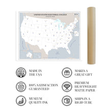 Load image into Gallery viewer, Digitally Restored and Enhanced 2024 Updated United States Electoral College Votes by State Map Poster - Presidential Election Electoral College Poster - US President Electoral Map Poster