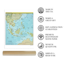 Load image into Gallery viewer, Digitally Restored and Enhanced 2021 Southeast Asia Map - South East Asia Map - SE Asia Map Print - Map of Southeast Asia Poster
