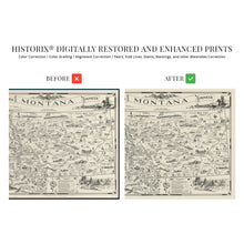 Load image into Gallery viewer, Digitally Restored and Enhanced 1937 Map of Montana - Vintage Montana Poster - Old Billings Montana Map Poster - Historic Helena Montana Wall Art - A One Page History Map of Montana