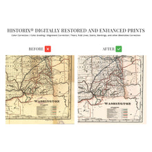 Load image into Gallery viewer, Digitally Restored and Enhanced 1888 Map of Washington State Vintage Map of Washington State Wall Art - Washington State Wall Decor - Cram's Township and Railroad Map Washington State