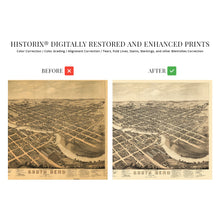 Load image into Gallery viewer, Digitally Restored and Enhanced 1874 South Bend Indiana Map - Old South Bend St Joseph County Indiana Wall Art - History Map of South Bend City IN Poster