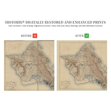 Load image into Gallery viewer, Digitally Restored and Enhanced 1938 Island of Oahu Map - Oahu Hawaii Vintage Map Wall Art - Topographic Map of the Island of Oahu Poster - City and County of Honolulu Hawaii - Oahu Print