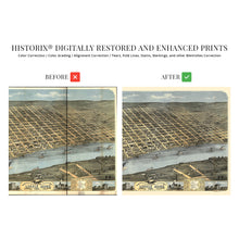Load image into Gallery viewer, Digitally Restored and Enhanced 1871 Little Rock Arkansas Map - Vintage Little Rock Wall Art Poster - Old Little Rock AR Map - Bird's Eye View of Little Rock Arkansas Looking South West