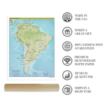 Load image into Gallery viewer, Digitally Restored and Enhanced 2021 South America Map Poster - South America Wall Art - Wall Map of South America Poster - Latin America Map Poster