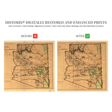 Load image into Gallery viewer, Digitally Restored and Enhanced 1876 Arizona Territory Map - Vintage Arizona Map - Old Arizona Territory Map - Historic Map of Arizona Wall Art from The Official Records of General Land Office