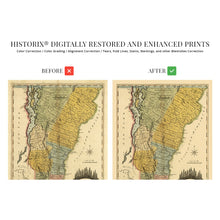 Cargar imagen en el visor de la galería, Digitally Restored and Enhanced 1814 Vermont Map - Vermont State Vintage Map - Vermont Wall Art - Old Vermont Map Poster - Vermont Wall Decor - Map of Vermont from Actual Survey