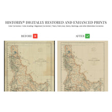 Load image into Gallery viewer, Digitally Restored and Enhanced 1891 Idaho Map Print - Vintage Idaho Wall Art - Old Map of Idaho Poster - State of Idaho History Map from Official Records