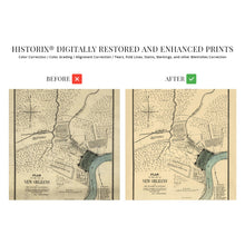 Cargar imagen en el visor de la galería, Digitally Restored and Enhanced 1875 New Orleans Louisiana Map - Vintage Map of New Orleans Translated from the Original Spanish Plan Dated 1798 - New Orleans Art Wall Decor Poster Print