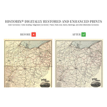 Cargar imagen en el visor de la galería, Digitally Restored and Enhanced 1898 Railroad Map of Ohio Poster - Map of Ohio Wall Art - Old Ohio Map Poster with List of Railroads Operating in Ohio
