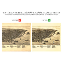 Load image into Gallery viewer, Digitally Restored and Enhanced 1884 Map of Key West Florida - Vintage Key West Poster - Historic Key West Wall Art - Restored Key West Vintage Poster - Bird's Eye View of Key West History Map Print