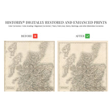 Load image into Gallery viewer, Digitally Restored and Enhanced 1855 Map of Scotland - Vintage Scotland Poster - Historic Map of Edinburgh Scotland - History Map of Glasgow Scotland Wall Art - Old Scotland United Kingdom Map