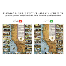 Load image into Gallery viewer, Digitally Restored and Enhanced 1949 California Missions Trail Map - California Missions Map Illustrating 21 Spanish Mission Buildings - Junipero Serra - California History Wall Art Poster Print
