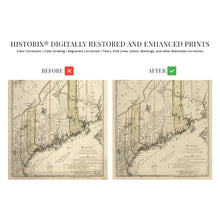 Load image into Gallery viewer, Digitally Restored and Enhanced 1798 Maine State Map - Vintage Map of Maine Wall Art Decor - Map of Maine Poster - Maine Map Showing Counties Civil Subdivisions - Legend in German and English