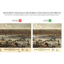 Load image into Gallery viewer, Digitally Restored and Enhanced 1876 Louisville Kentucky Map - Vintage Louisville Wall Art - Old Louisville KY Map - Historic Louisville Poster - Bird's Eye View Map of Louisville KY