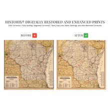 Load image into Gallery viewer, Digitally Restored and Enhanced 1900 Wisconsin Map Poster - Vintage Wisconsin Map Wall Art - Old Wisconsin State Map - Historic Wisconsin Wall Map Poster - Railroad Map of Wisconsin