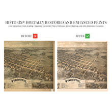 Load image into Gallery viewer, Digitally Restored and Enhanced 1896 Wyandotte Michigan Map - Vintage Map of Wyandotte MI - Old Wayne County Map of Michigan - Michigan Map Poster - Bird's Eye View Map of Wyandotte Wall Art History