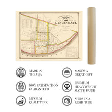 Load image into Gallery viewer, Digitally Restored and Enhanced 1841 Cincinnati Ohio Map - Vintage Map of Cincinnati Ohio - Old Cincinnati Wall Art - Historic Cincinnati Ohio Map Poster - Restored Topographical Map of Cincinnati Ohio