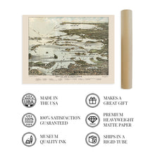 Load image into Gallery viewer, 1920 Boston Harbor Map - Vintage Boston Poster - Old Boston Map Wall Art - Restored Bird's Eye View Map of Boston Harbor Islands Along the South Shore to Plymouth