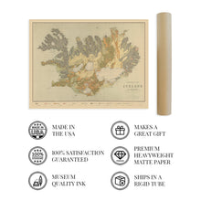 Cargar imagen en el visor de la galería, Digitally Restored and Enhanced 1901 Iceland Map Poster - Geological Map of Iceland Poster - History Map of Reykjavik Iceland - Old Iceland Map Wall Art