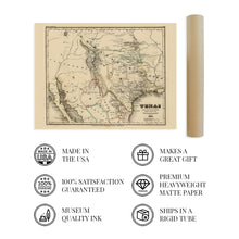 Cargar imagen en el visor de la galería, Digitally Restored and Enhanced 1846 Texas Map - Texas Vintage Map - Old Poster Map of Texas State - Historical Map of Texas Poster - History Map of Texas - Restored Texas Wall Art