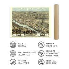 Load image into Gallery viewer, Digitally Restored and Enhanced 1868 Lafayette Indiana Map Poster - Old Map of Lafayette IN Wall Art Print - History Map of Lafayette Tippecanoe County
