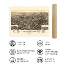 Load image into Gallery viewer, Digitally Restored and Enhanced 1885 Tallahassee Florida Map Poster - Vintage Map of Tallahassee Poster - Old Tallahassee Map - Historic Tallahassee Wall Art - View of Tallahassee FL Leon County
