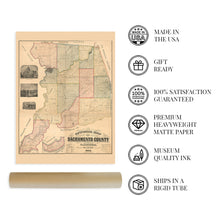 Load image into Gallery viewer, Digitally Restored and Enhanced 1885 Sacramento County California Map - Vintage Sacramento Map Wall Art - Old Sacramento CA Map - Historic Sacramento Poster Print - Restored Official Map of Sacramento CA