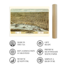 Load image into Gallery viewer, Digitally Restored and Enhanced 1870 Memphis Tennessee Map - Vintage Memphis Wall Art - Old City of Memphis TN Map - Historic Bird's Eye View of Memphis Poster Showing Points of Interest