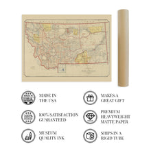 Load image into Gallery viewer, Digitally Restored and Enhanced 1897 Montana Map Poster - Vintage Montana Poster - Old State Map of Montana Wall Art - Billings Montana Map History