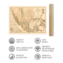 Load image into Gallery viewer, Digitally Restored and Enhanced 1847 Mexico Map Poster - Vintage Map of Mexico States - Mapa de Mexico Wall Art - Mapa de Los Estados Unidos de Mejico Definido por las Varias Actas del Congreso