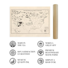 Cargar imagen en el visor de la galería, Digitally Restored and Enhanced 1939 Indian Tribes Reservations & Settlements United States Map Poster - Vintage Map of United States Wall Art - History Map of Native American Tribes of USA Map Poster