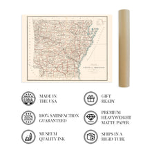 Load image into Gallery viewer, Digitally Restored and Enhanced 1886 Arkansas State Map - Arkansas State Vintage Map - Arkansas Poster - Map Arkansas Wall Art - Vintage Arkansas Wall Map - Restored Historic Arkansas Map Poster
