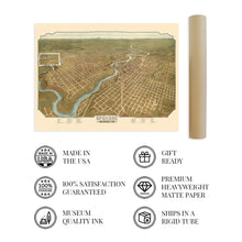 Load image into Gallery viewer, Digitally Restored and Enhanced 1905 Spokane Washington Map - Vintage Spokane Wall Art - Old Spokane Washington Map - Historic Spokane Map Poster - Bird's Eye View of Spokane WA Map