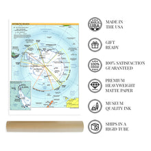 Load image into Gallery viewer, Digitally Restored and Enhanced 2005 Map of the Antarctic Region - Antarctic Peninsula Map - Shows Territorial Claims and Year-Round Research Stations - Antarctica Poster - Map of Antarctica